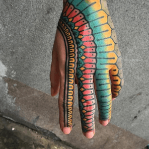 Incredible #hand #color #mandala #tattoo by #artist #kimsany @kimsany 