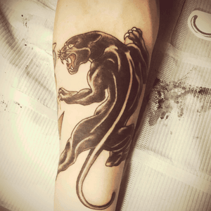 Just got this on friday in omaha #tattoo #traditional #sailorjerry #panther #omaha #InkGang 