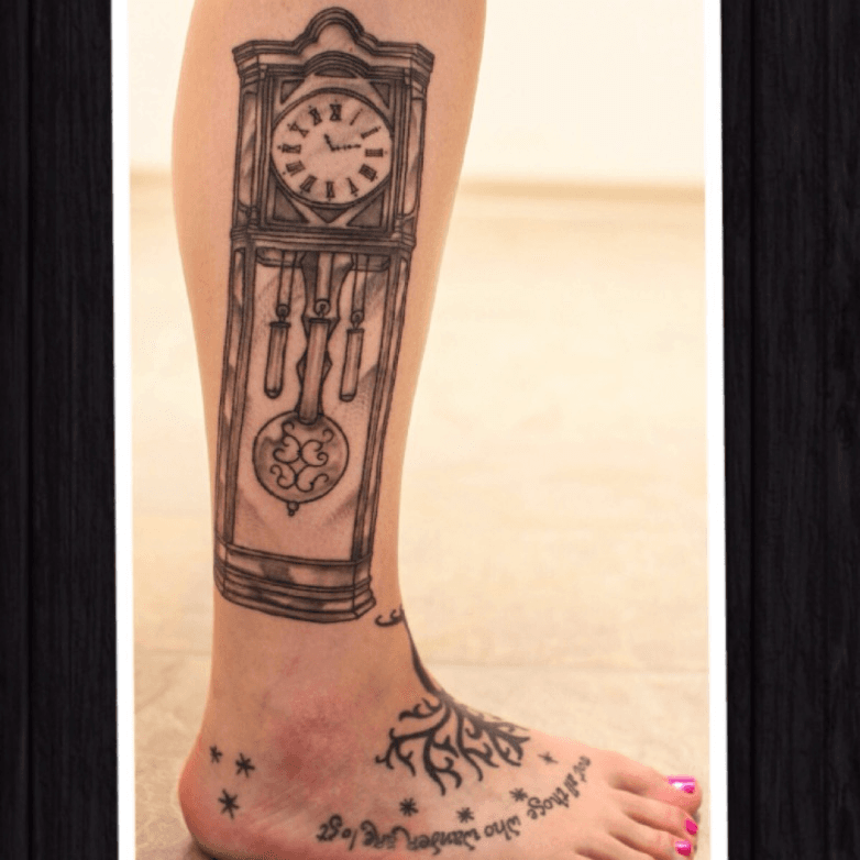 grandfather clock tattoo  Grandfather clock tattoo Clock and rose tattoo Clock  tattoo