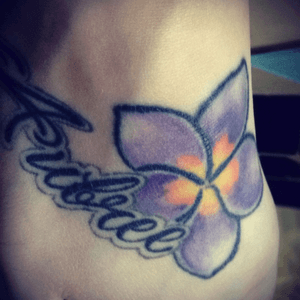 Done by Daniel Wall at Lee House in Greenville, NC. #tattoo #plumeria #flower #family #foottat 