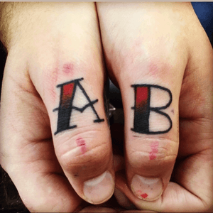 My little boys initials start of my fingers #AB #children #liverpool #red #black #13ink