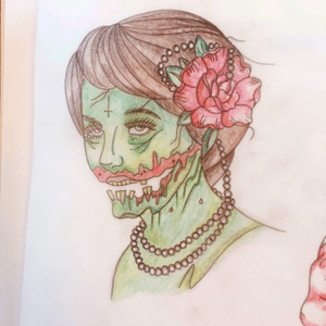 Quick doodle. #zombie #tattoo #drawing #practise #woman #pinup 