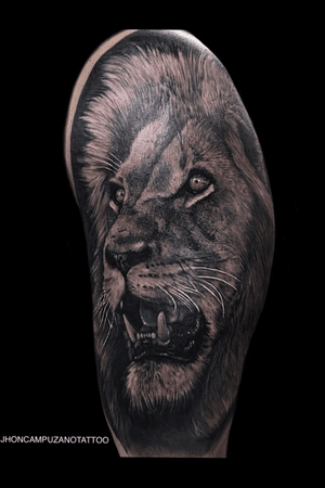 Powerful lion by @jhoncampuzanotattoo  so much details one this one 