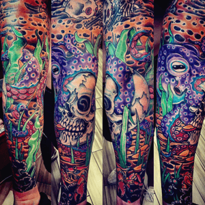 Underwater Pirate Sleeve  (Done by: Brian Leebrick / Made To Last Tattoo) 