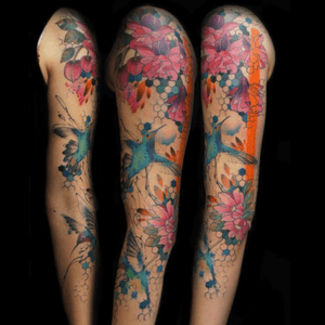 By Jay Freestyle #JayFreestyle #abstract #flowers #watercolor #sleeve #bird 