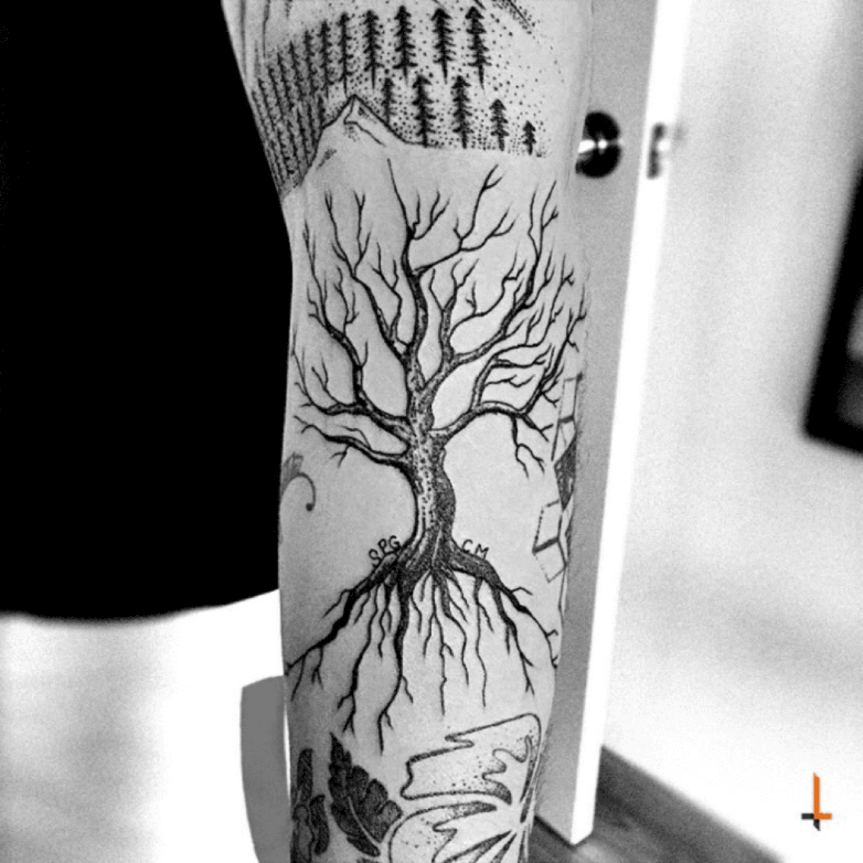 tree tattoo with roots