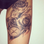 Thigh tattoo... Beautifully done...Love thigh tattoos #thightattoo #timepiece 