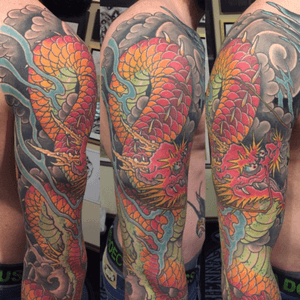 Dragon sleeve in progress @viennaelectrictattoo