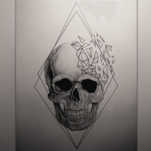 Skull #blackandgrey #blackAndWhite #skull #head #face #geometric #drawing #amateur #french #frenchartist 