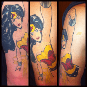 Comic style wonderwoman tattoo in full colour 
