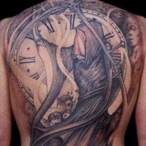 Death and time tattoo #grimreaper #time #death 
