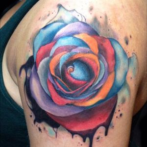 #rosetattoo #flower #watercolor artist #AndresAcosta #megandreamtattoo