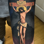 Crucified #Christ color forearm piece. #jesus #jesuschrist #crucifix #crucifixion #cross #colorrealism #realism 