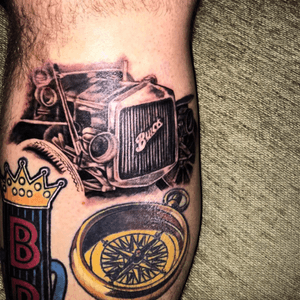 1890's Buick Grill representing Flint Michigan. Done by @uncle_ron_tattoos