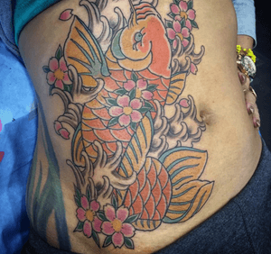Done by Bram Koenen - Resident Artist.                        #tat #tatt #tattoo #tattoos #amazingtattoo #ink #inked #inkedup #amazingink #koi #koifish #koitattoo #japanese #japanesetattoo #Japanesestyle #color #belly #ribs #bigpiece #tattoolovers #inklovers #artlovers #art #culemborg #netherlands 