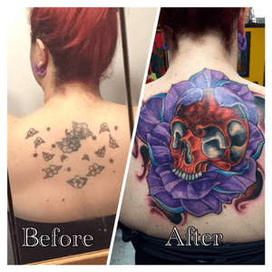 Amazing cover up from Joe Smith at BB's Tattoo Co in Newport Maine. 
