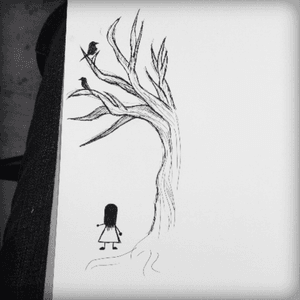 #coverup #scars #idea #sketch #rough #crows #wilted #tree #girl #simple #pen 