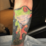 Realistic red eyes tree frog and part of a tropical sleeve #tropicaltattoo #redeyedtreefrog #frogtattoo #realistictattoo #realism #colourrealism #wip #sleevetattoo 