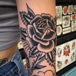 Another addition to my left arm. Only a few more things and we are finished up! Done by Sterling Barck at Downtown Tattoo in Las Vegas, Nv. @Downtown_Tattoo_Las_Vegas #traditional #sterlingbarck #flower #rose #blackandgrey #blackrose #traditionalrose