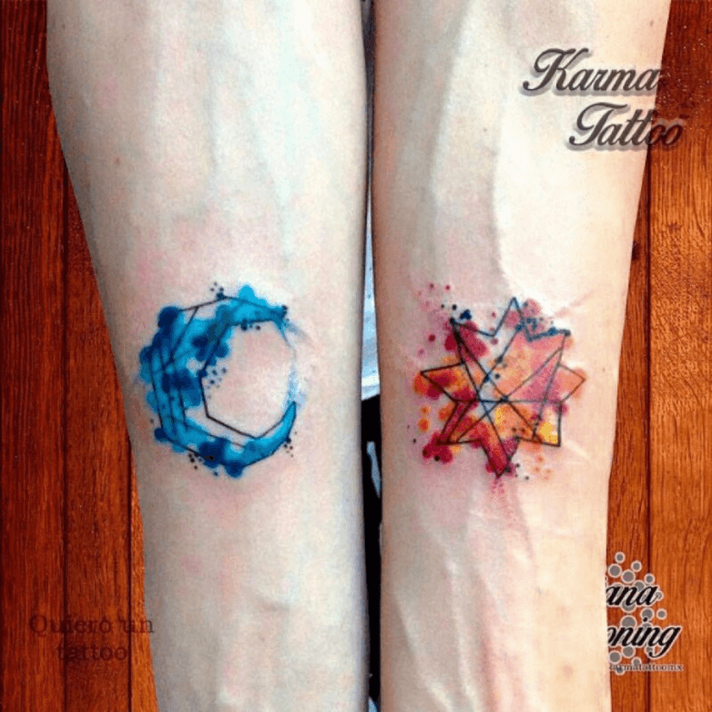 Fiftyfive Tinta Pilipinas  The sun and the moon in watercolor Tattoo done  by alvinscene at 55 Tinta Maginhawa For inquiries kindly send an email  to 55tintagmailcom or calltext us at 090887338714353383 