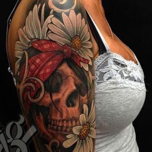 I want a full dleeve of day of the dead to add yo the current dsy of dead that i have #meagandreamtattoo #meaganmassacredreamtattoo 