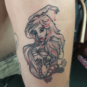 Black and Red Zombied Ariel by B-Train @ Bad Monkey Tattoo
