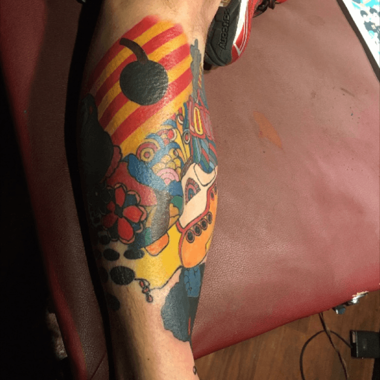 yellow submarine tattoo sleeve