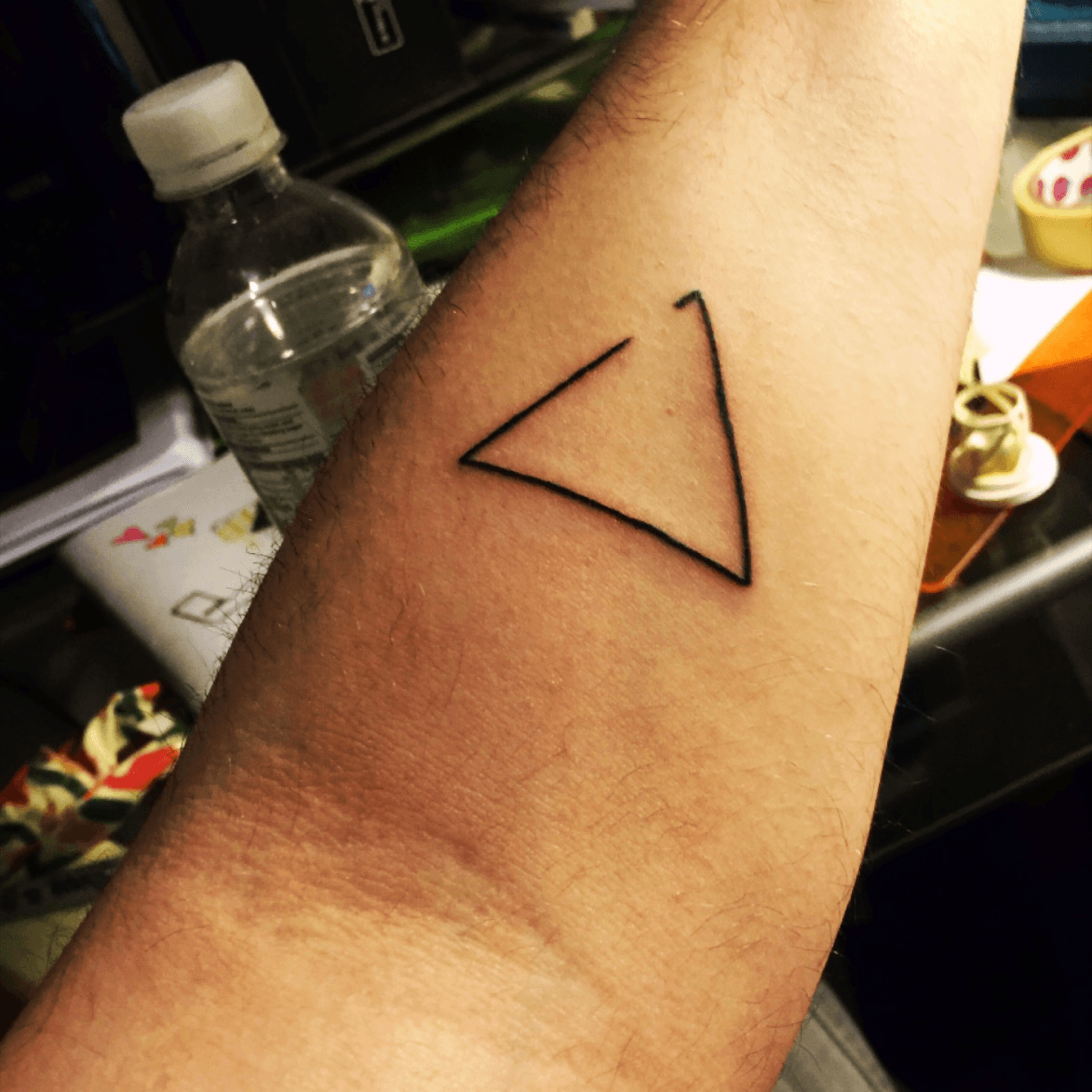 CubsFanHan on Twitter Just got my first tattoo Meaning triangle is a  symbol for change Each side is open which is a reminder to be open to  change Then the arrow at