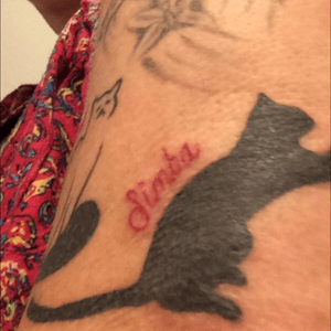 Today the name of my cat was added to my excisting tattoo. So happy we did it in red. I really wanted the names to stand out. There are 3, each is for the cats I have.