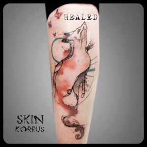 #abstract #watercolor #watercolortattoo #fox #foxtattoo #animal made  @  #absolutink by #skinkorpus #watercolorartist #tattooartist