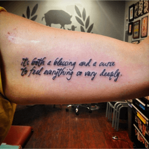 When you feel every good and bad emotion to your bones, you get a tattoo to remind you of how beautiful it is to feel everyrhong so deeply. Tattoo by Caitlyn at Animal Farm Tattoo in Chicago. 4/2015. #animalfarmtattoochicago #quotetattoos 