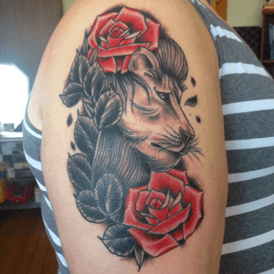 #lion #roses #tattoo #tattoos 