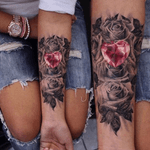 This is beautiful! #flowers #jewels #hyperrealism #pink #roses #forearm 