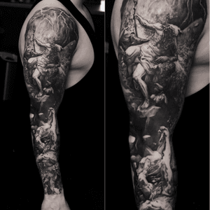 Sleeve in Progress 🔱 radurusu #tattoo #tattooartist #artist #tattoos #tattoostudio #tattoorealistic #tattoodo #uktta #tattoolife #tattooistartmag #wearesorrymom #skinartmag #tattooart #blackandgrey #realism #portrait #blackandgreyrealism #realistictattoo #sleeve #Poseidon #greekmythology #greekgod 