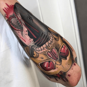 #shark #sharkjaws #skull #blood #color #MaresTattooist @mares_tattooist 