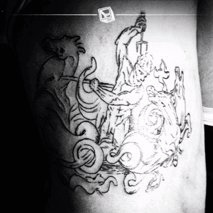 Tat No.19 "DaVinci's Neptune" (first session) #sketch #davinci #tattoo #lines #bylazlodasilva