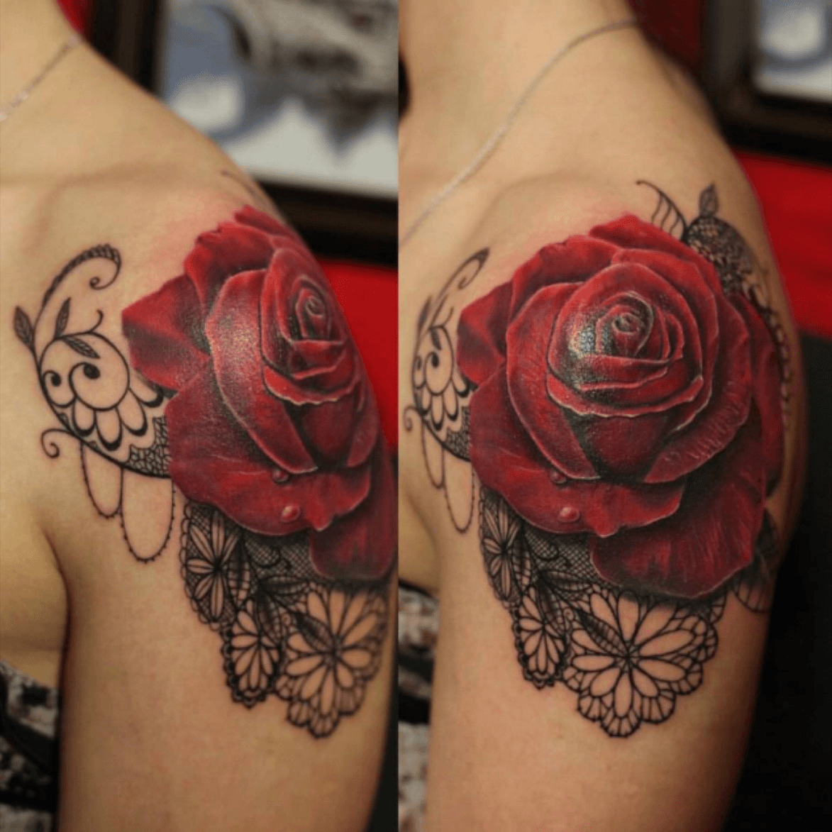 45 Fabulous Lace Tattoos  Tatuagem no ombro Mulheres com tatuagem nas  costas Idéias de tatuagem femininas