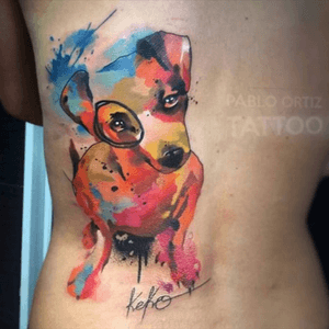 #dog #puppy #pet #watercolor cute as #furbaby #PabloOritz @pablo_oritz_tattoo #welove 