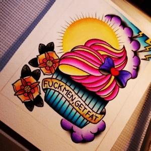 I love baking and I have this amazing idea for a sleeve on my left arm. I'm going to get coffee, sweets, and hearts and daggers. I love neo traditional and this is so perfect, except the words, im definitely getting different words. 