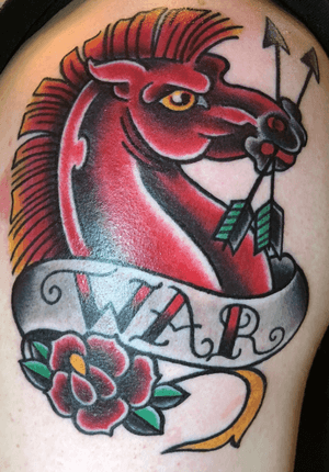 One of four horses of the apocalypse done as friend tattoos. 