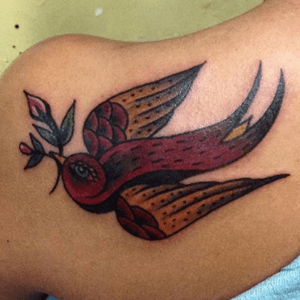 #bird #swollow #flower #buds #leaves #foliage  awesome deep #red - #color - #tattooartist #MinnieTattoos @minnie_tattoos