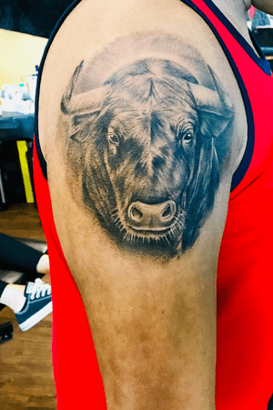 Realistic Bull Tattoo #realistic #bull #bulltattoo #taurusrepresent #taurus
