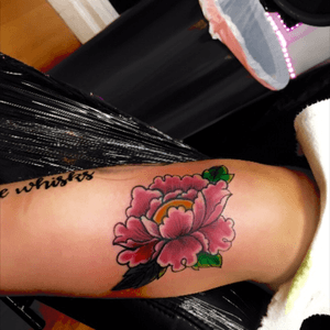 Flower tattoo clean lines custom 