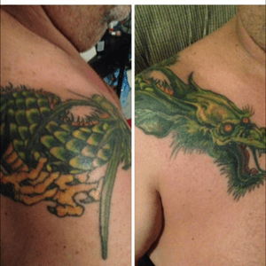 2nd session on BiG Ts dragon piece, his first tattoo lol