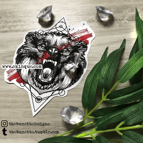 For commissions and more designs www.skinque.com✨ Sketchy bear with geometric background in trash polka style #trashpolka #sketch #abstract #bear #animal #animals #drawing #illustration 