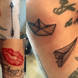 Little gifts and gap fillers ✌🏽️ #arrow #tobeshotforwardyoumustbepulledback #lips #kiss #paperboat #paperplane #thailand #kohphangan #tattooclub #den 