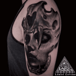 Tattoo by Lark Tattoo artist Lance Levine Tattoo by Lark Tattoo artist Lance Levine .#bng #bngtattoo #blackandgray #blackandgraytattoo #skull #skulltattoo #womantattoo #tattoo #tattoos 