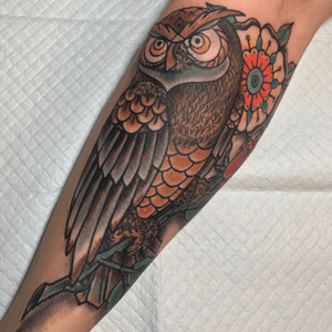 #neotraditional #owl i made on #forearm 