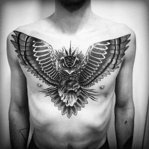 Owl tattoo finished!! #owl #tattoo #owltattoo #black #heart 