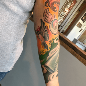 Still working on my memorial sleeve. Inside forarm completed. 